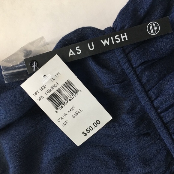 As U Wish NWT Blue Gold halter dress size small - Picture 3 of 7